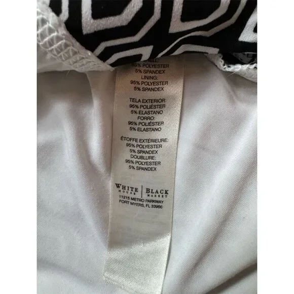 White House Black Market Sleeveless Faux Wrap Top Black Geometric Size S - Picture 9 of 9